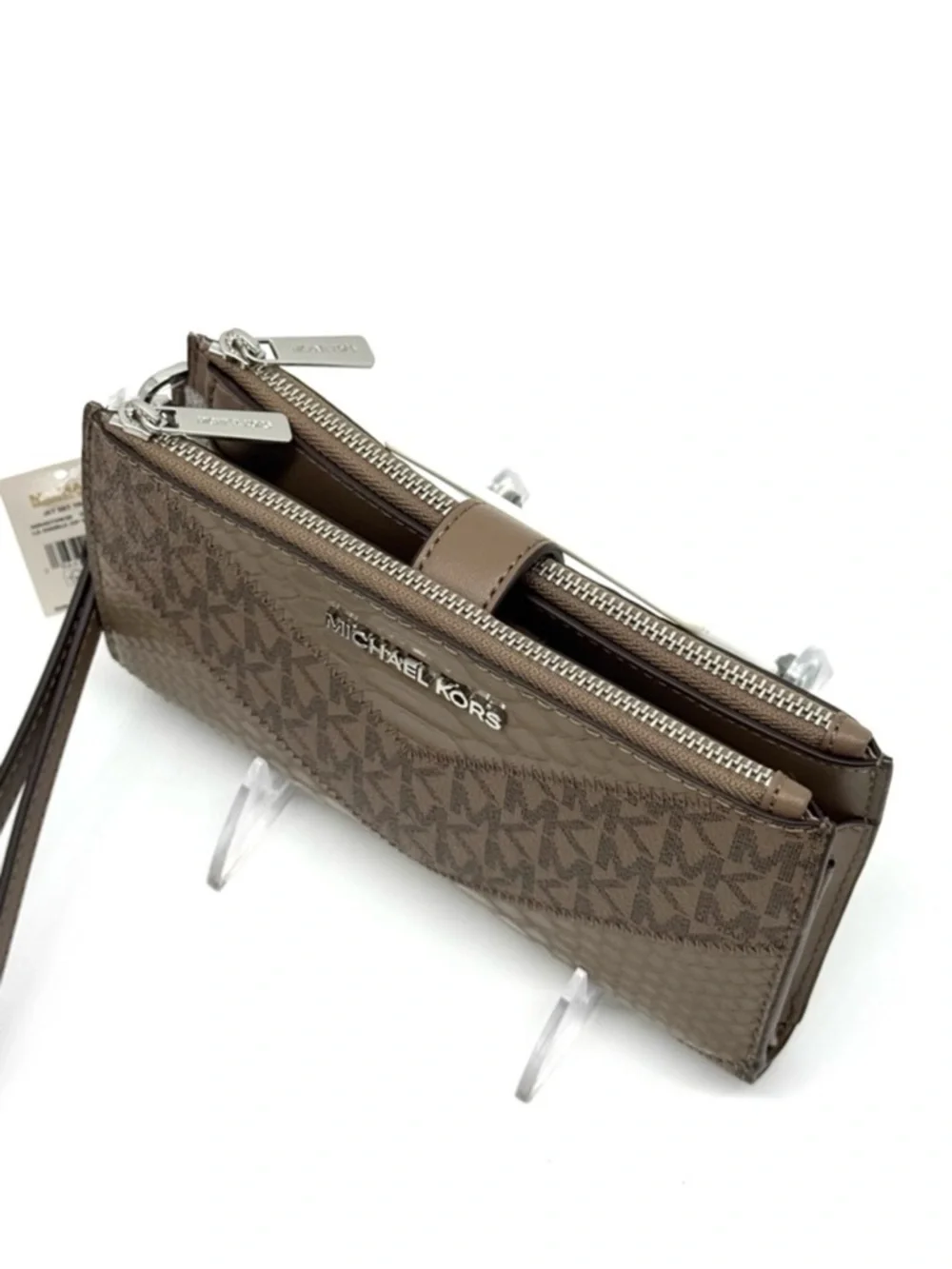 Michael Kors Large Jet Set Travel Logo Double Zip Wallet Dusk Multi